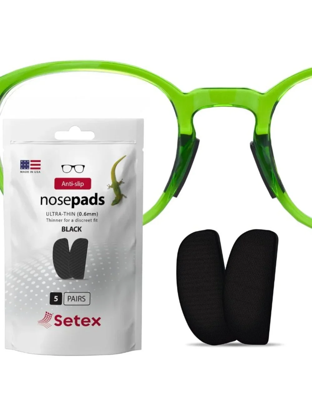 Ultra-Thin Anti-Slip Eyeglass Nose Pads - 5 Pairs, USA Made, Microstructured